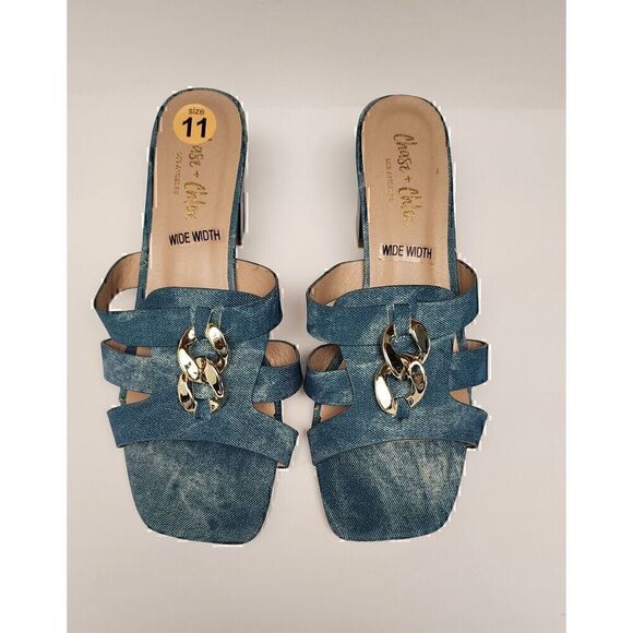 Chase + Chloe LEILANI DENIN SLIDE SANDALS SIZE 11W - Picture 1 of 8